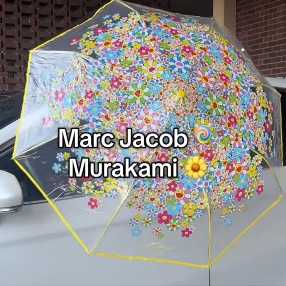 Marc Jacobs Floral Clear Umbrella with Yellow Trim